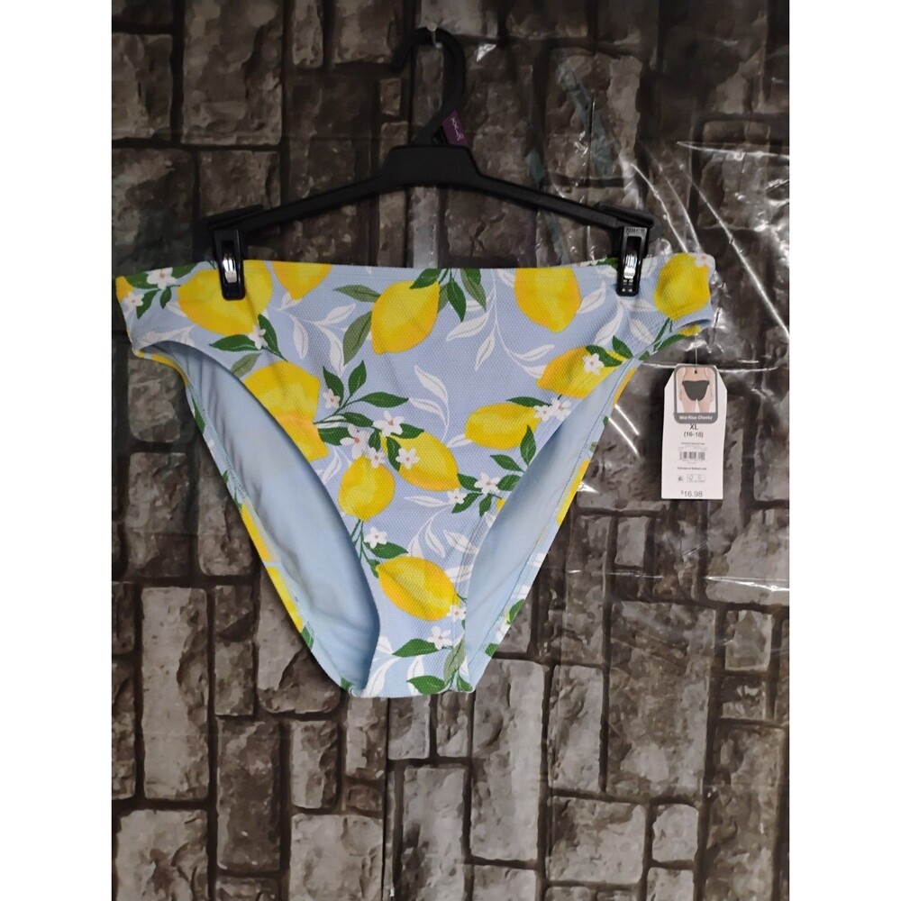 Time And Tru Fashion Swim Bottom Lemon Squeeze Mid-rise Cheeky XL (16-18)